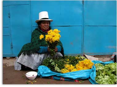 flower vendor in Cusco's market