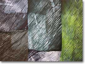 Examples of student work in fabric dyeing class