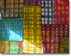 Examples of student work in fabric dyeing class